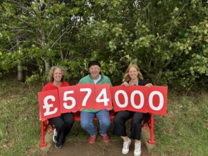 From left to right: Louise Gallard, BHF; Nigel, selected for a red bench; Sarah Chappell, Coinstar.Photo Credits: Cleo Marsh.